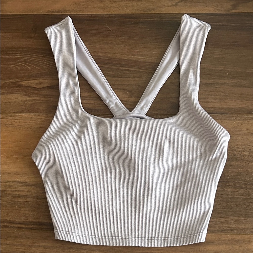 ALO Yoga Light Purple Ribbed Bra Top